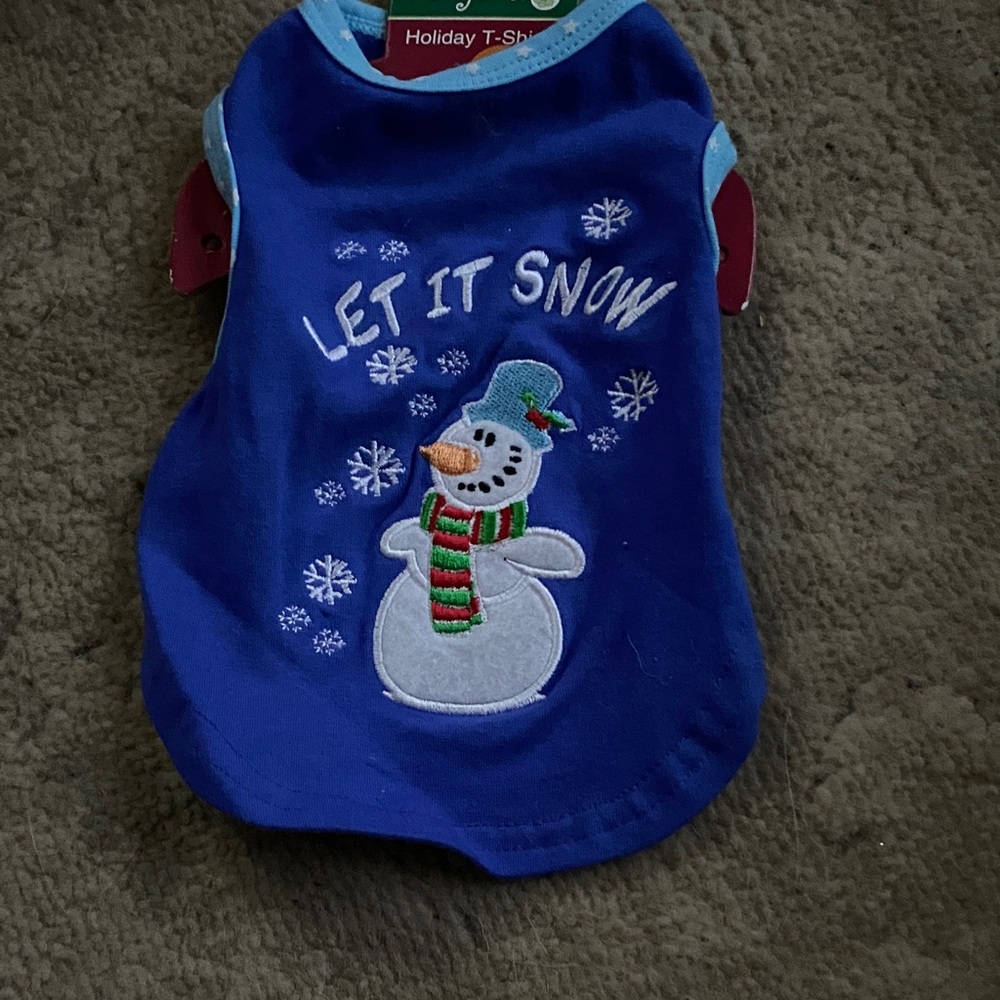 Xs dog shirt winter Christmas snowman blue shirt